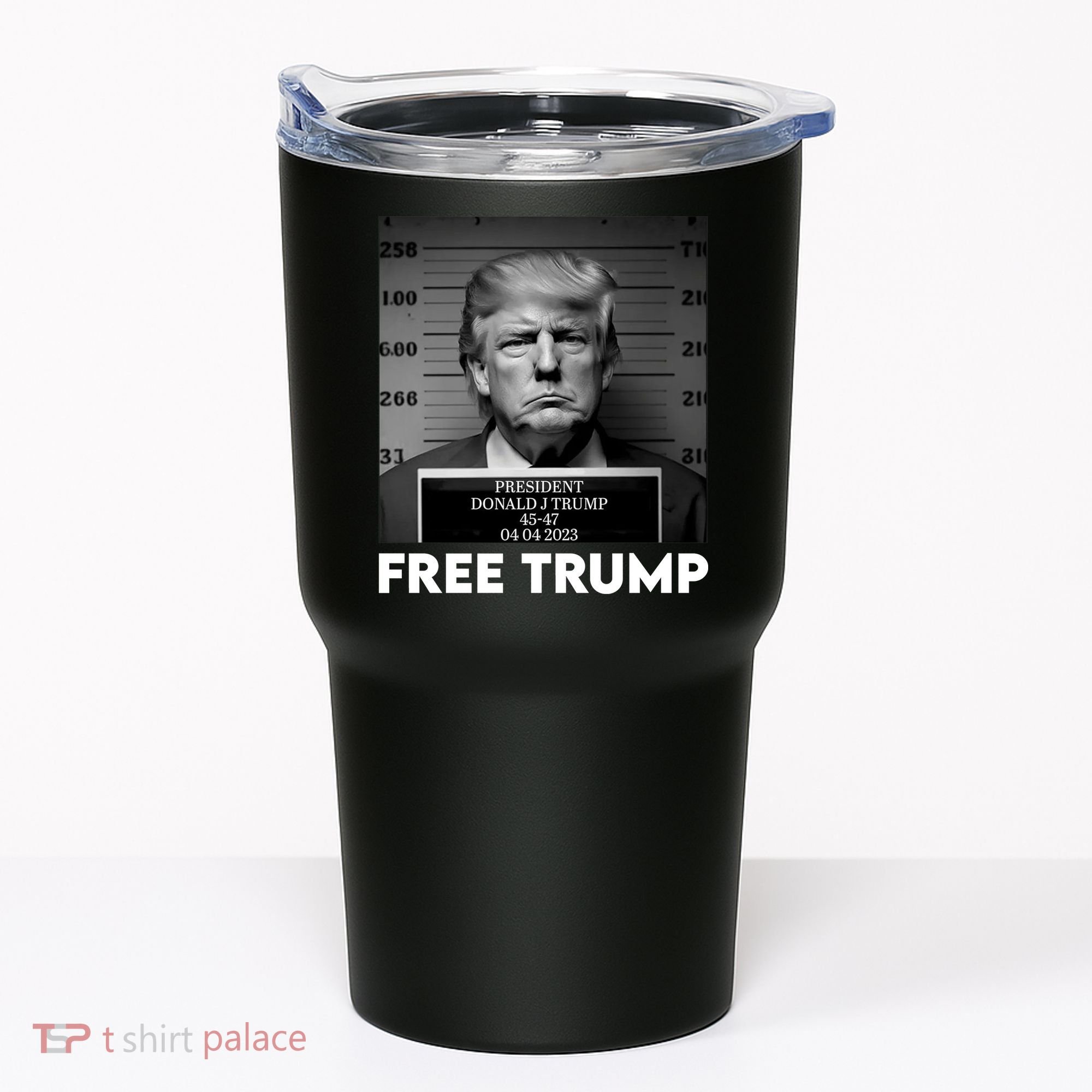 Free Trump Mug Shot Trump Not Guilty MugShot Tumbler