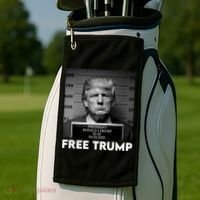 Free Trump Mug Shot Trump Not Guilty MugShot Golf Towel thumb 2