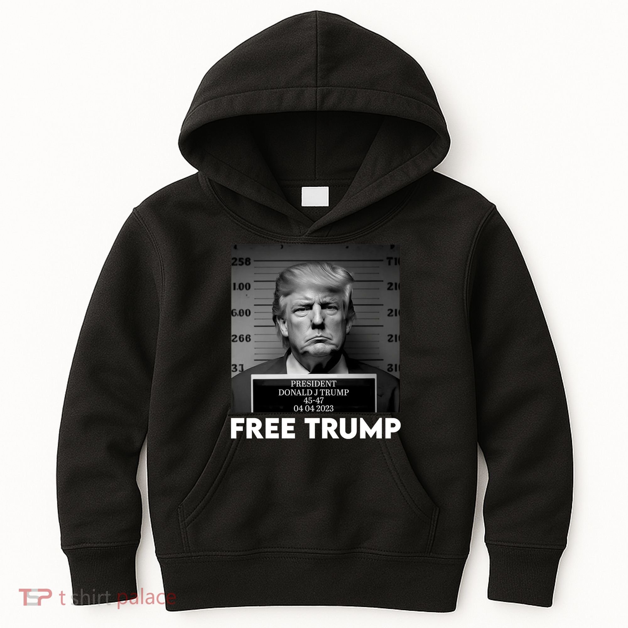 Free Trump Mug Shot Trump Not Guilty MugShot Kids Hoodie