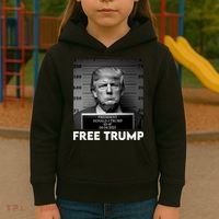 Free Trump Mug Shot Trump Not Guilty MugShot Kids Hoodie thumb 3