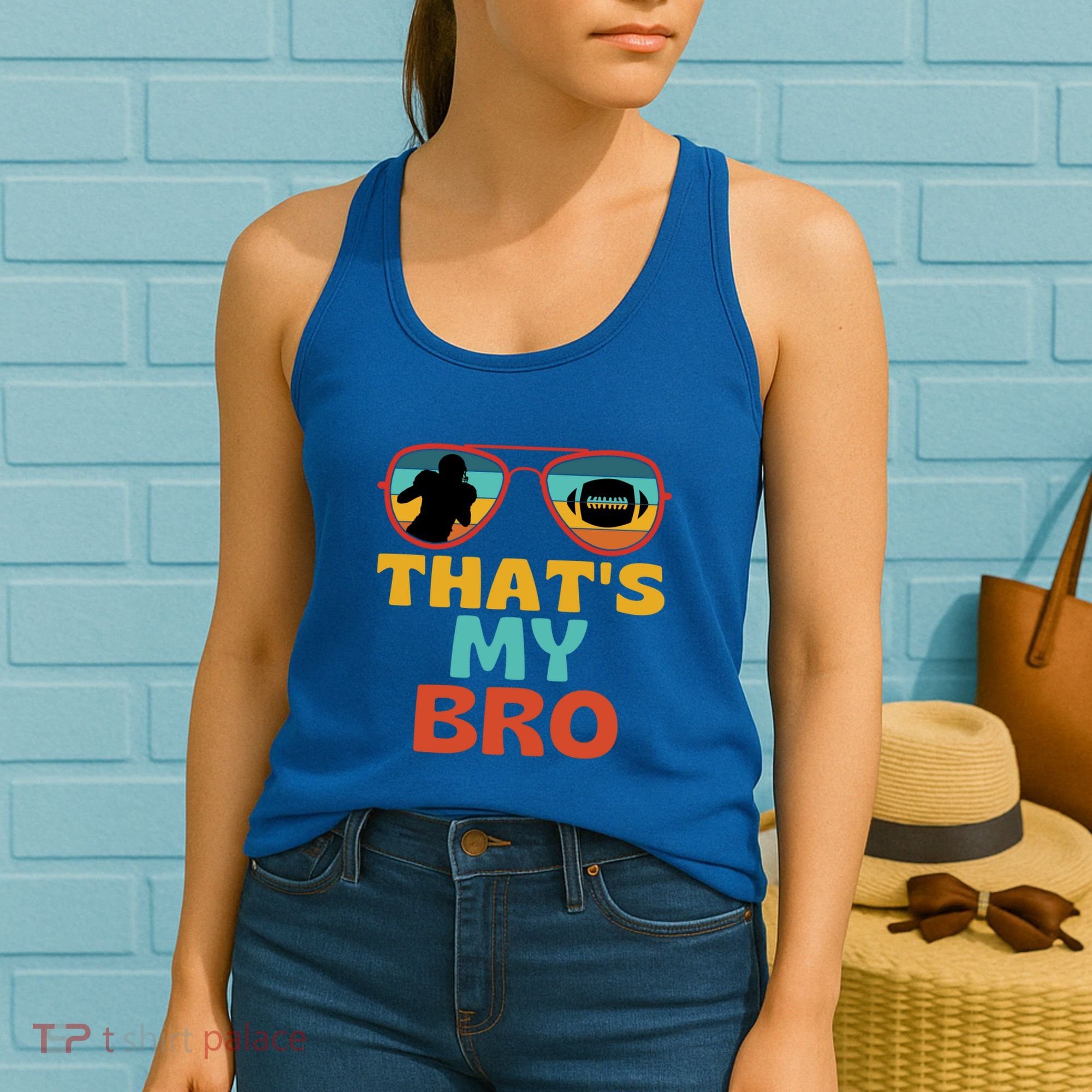 Football Thats My Bro Retro American Football Brother Cute Gift Women's Tank Top