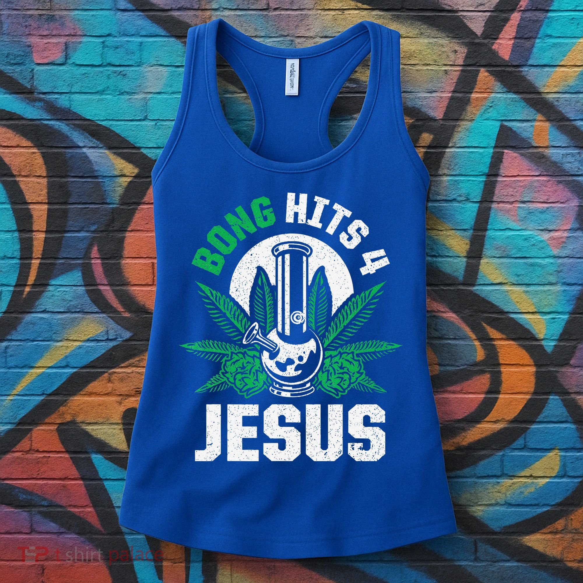 Funny THC Marijuana Stoner Cannabis Weed Bong Hits 4 Jesus Women's Tank Top