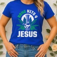Funny THC Marijuana Stoner Cannabis Weed Bong Hits 4 Jesus Women's T-Shirt thumb 2