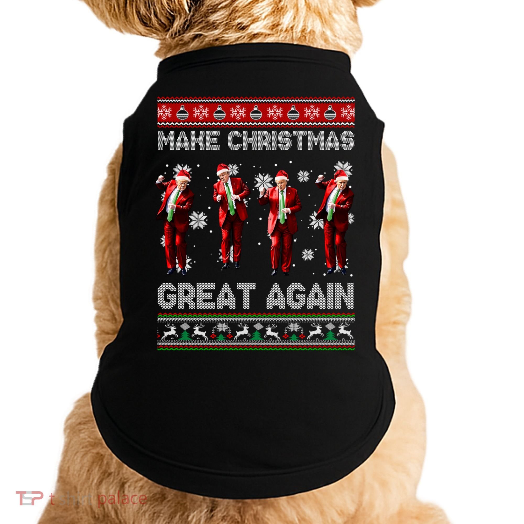 Funny Trump Make Christmas Great Again Ugly Christmas Sweater Xmas Doggie Tank