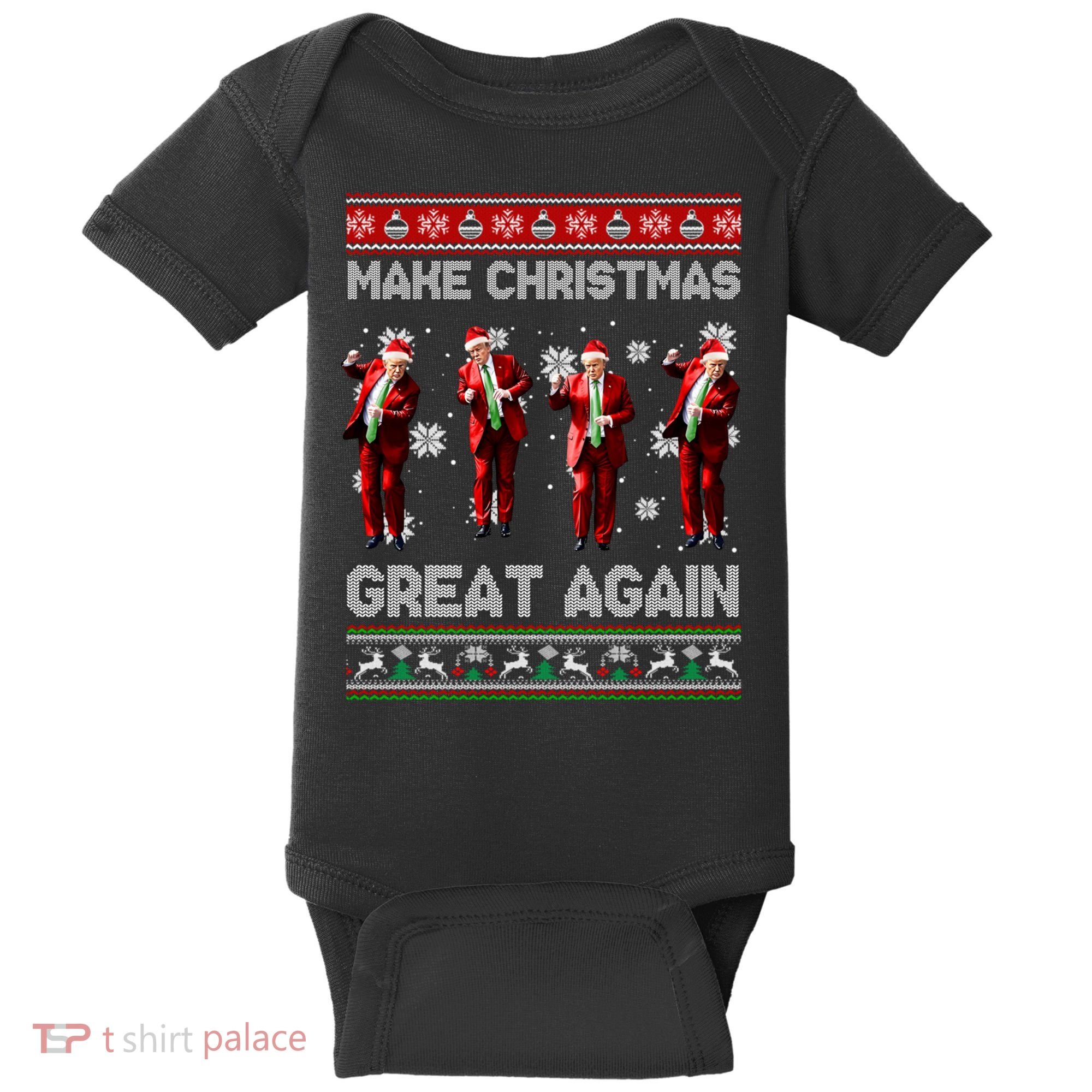 Funny Trump Make Christmas Great Again Ugly Christmas Sweater Xmas Baby Bodysuit
