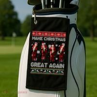 Funny Trump Make Christmas Great Again Ugly Christmas Sweater Xmas Golf Towel thumb 2