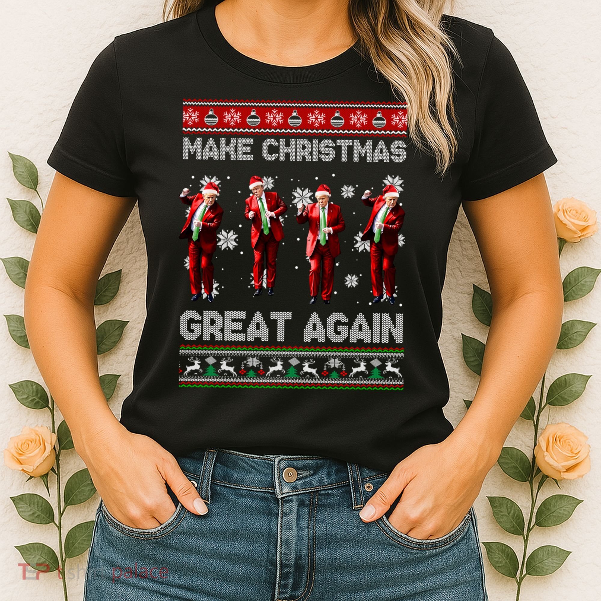 Funny Trump Make Christmas Great Again Ugly Christmas Sweater Xmas Women's T-Shirt