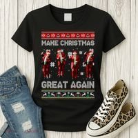 Funny Trump Make Christmas Great Again Ugly Christmas Sweater Xmas Women's T-Shirt thumb 3