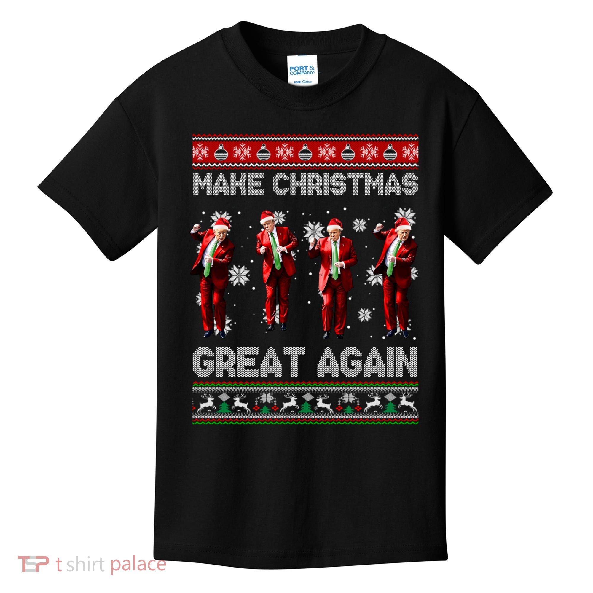 Funny Trump Make Christmas Great Again Ugly Christmas Sweater Xmas Kids T-Shirt