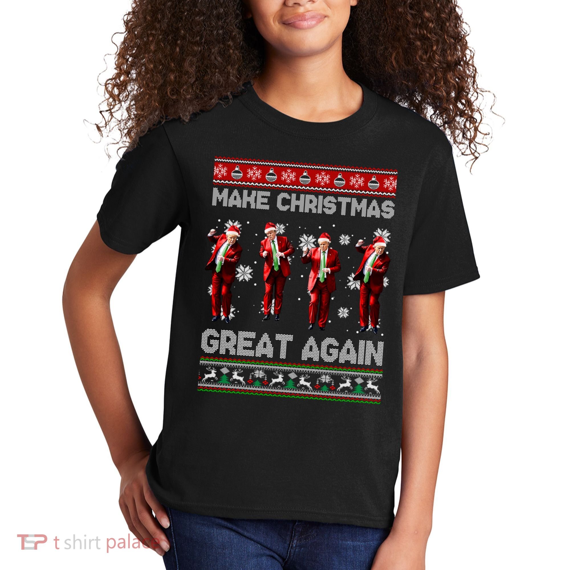 Funny Trump Make Christmas Great Again Ugly Christmas Sweater Xmas Kids T-Shirt