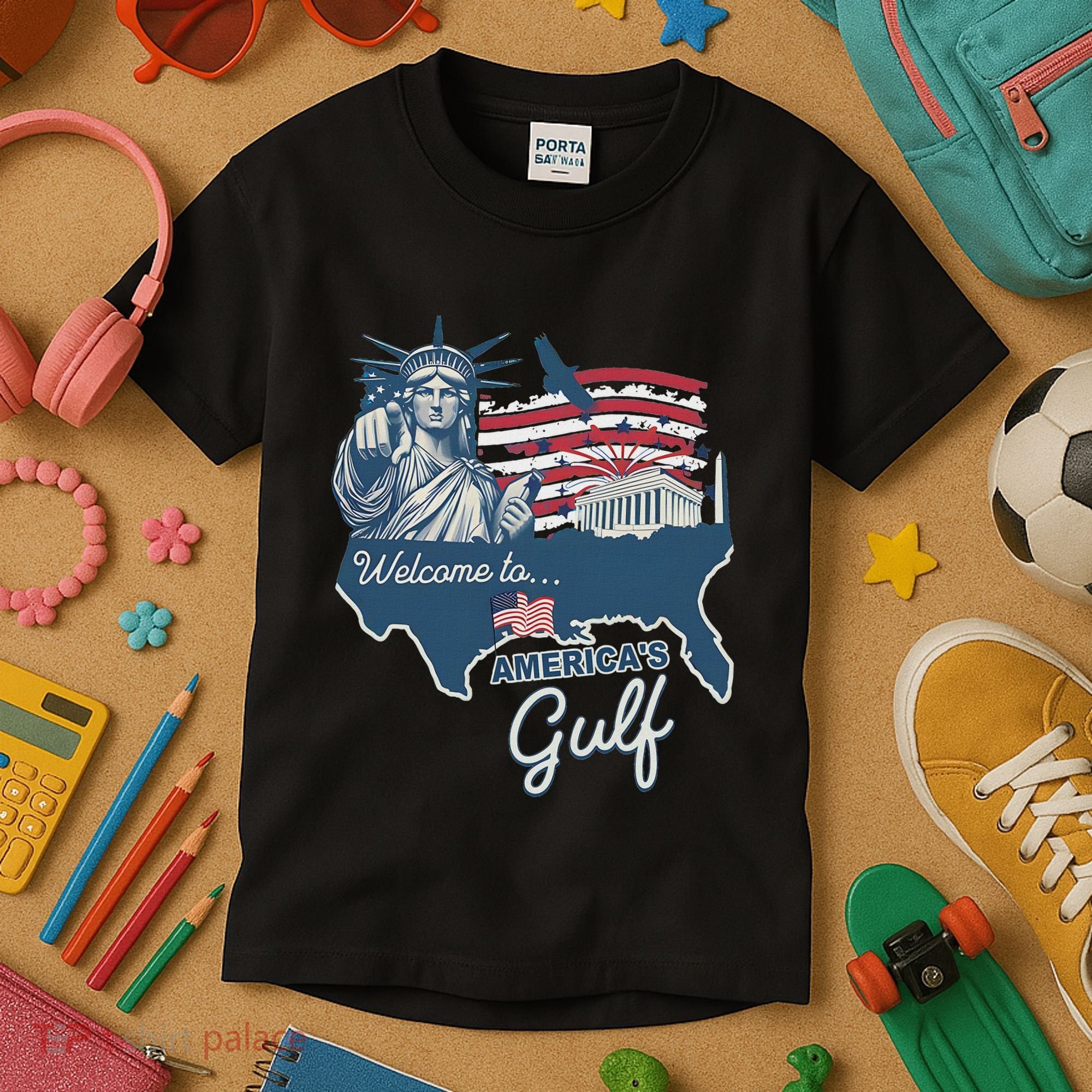 Funny Trump Mexico America Retro Welcome To AmericaS Gulf Kids T-Shirt
