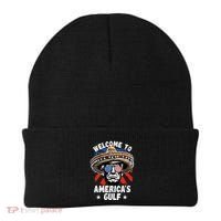 Funny Trump Mexico America Retro Welcome To AmericaS Gulf Beanie thumb 0