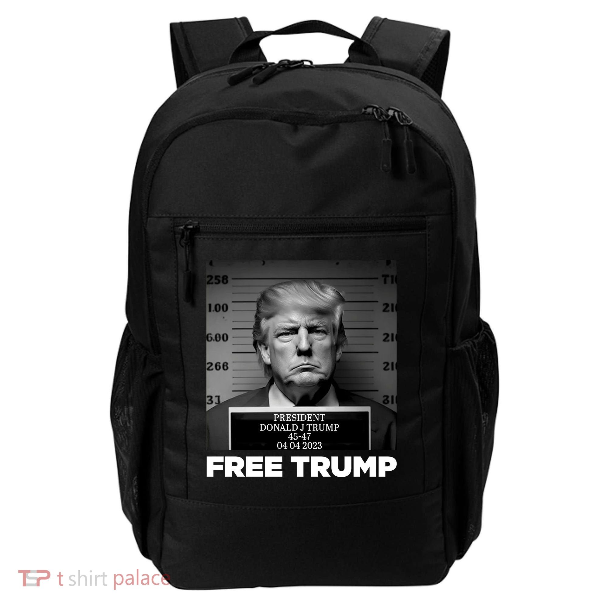 Free Trump Mug Shot Trump Not Guilty MugShot Backpack
