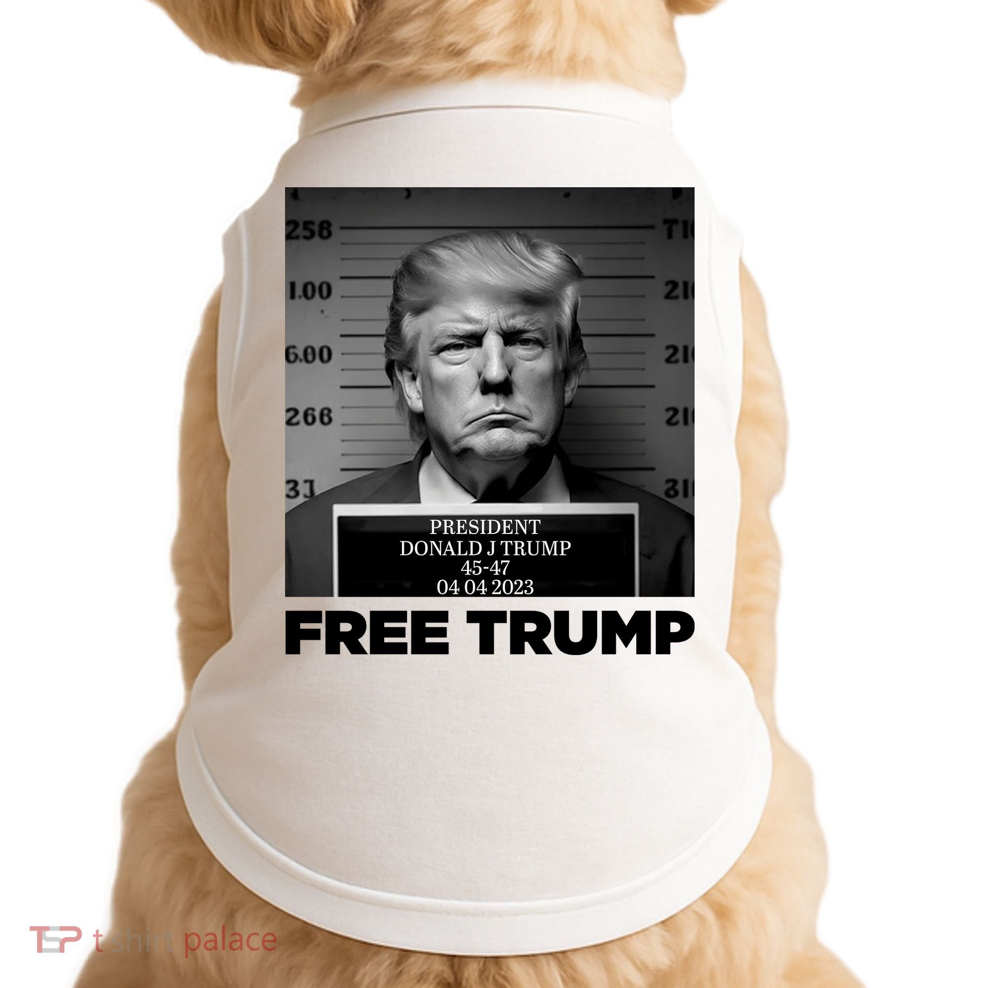 Free Trump Mug Shot Trump Not Guilty MugShot Doggie Tank