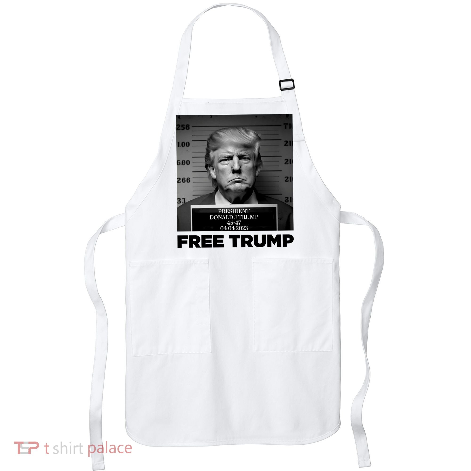 Free Trump Mug Shot Trump Not Guilty MugShot Apron