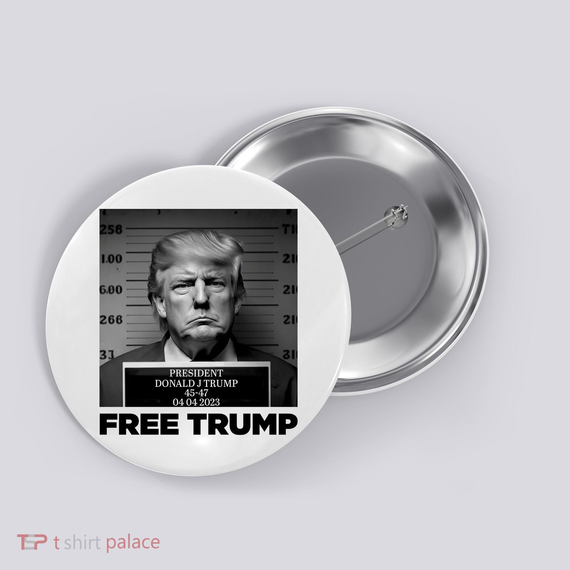 Free Trump Mug Shot Trump Not Guilty MugShot Button