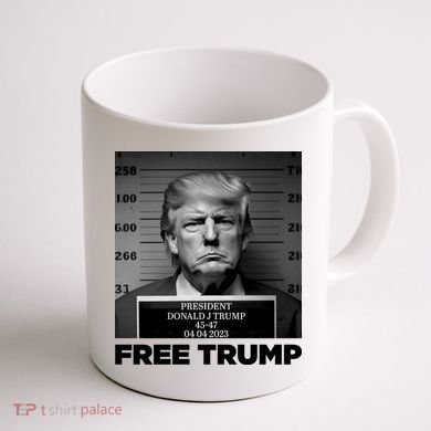 Free Trump Mug Shot Trump Not Guilty MugShot Coffee Mug back