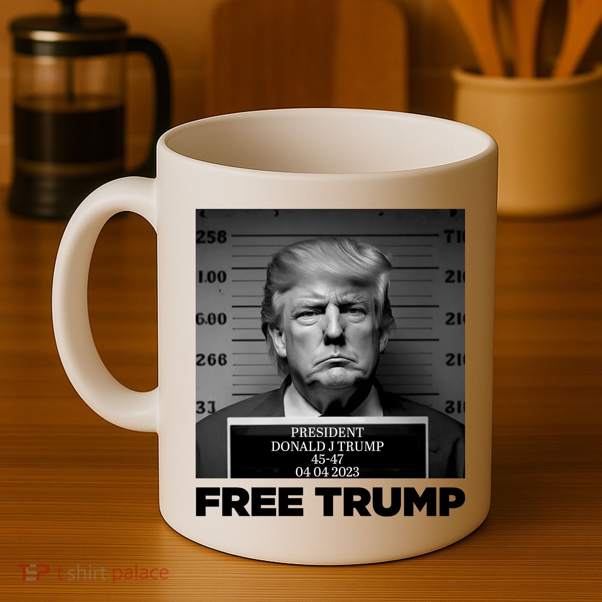 Free Trump Mug Shot Trump Not Guilty MugShot Coffee Mug