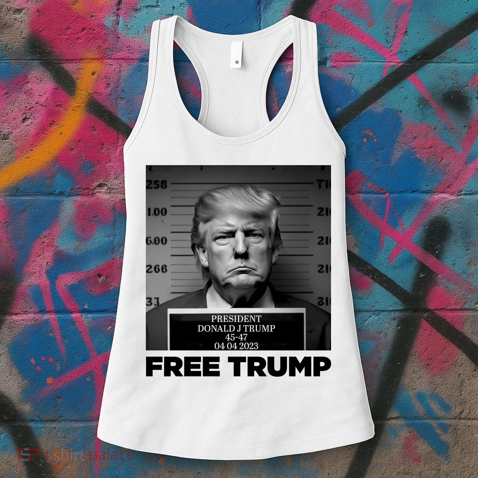 Free Trump Mug Shot Trump Not Guilty MugShot Women's Tank Top