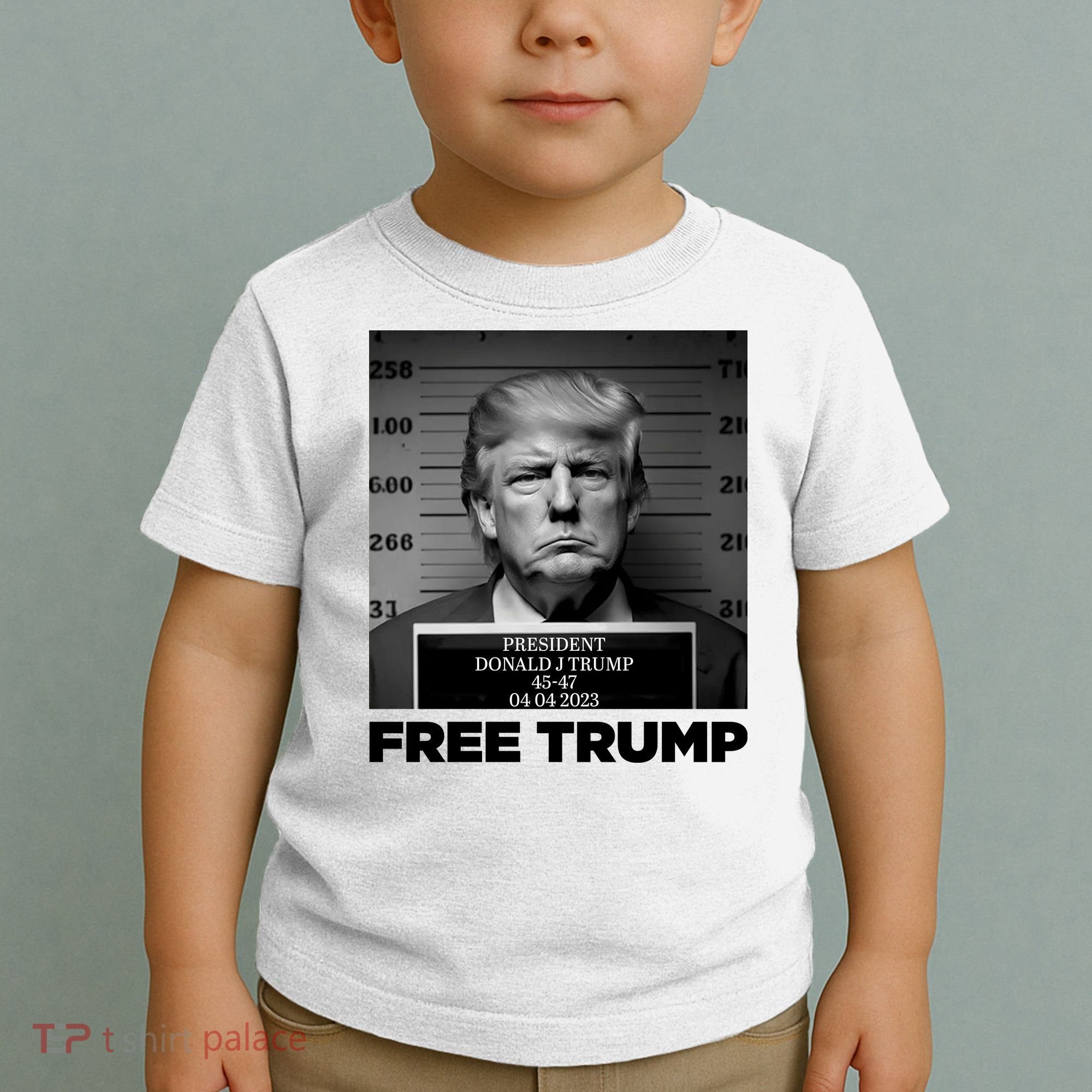 Free Trump Mug Shot Trump Not Guilty MugShot Toddler T-Shirt