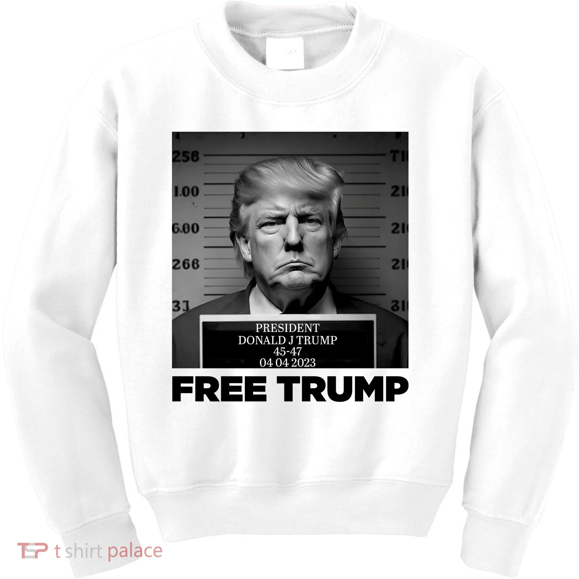 Free Trump Mug Shot Trump Not Guilty MugShot Kids Sweatshirt