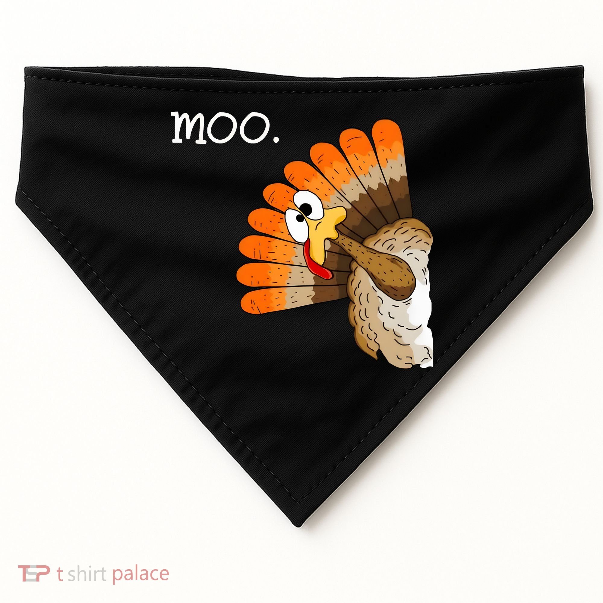 Funny Turkey Moo Cow Thanksgiving USA-Made Doggie Bandana