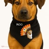 Funny Turkey Moo Cow Thanksgiving USA-Made Doggie Bandana thumb 1