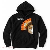 Funny Turkey Moo Cow Thanksgiving Hoodie thumb 0