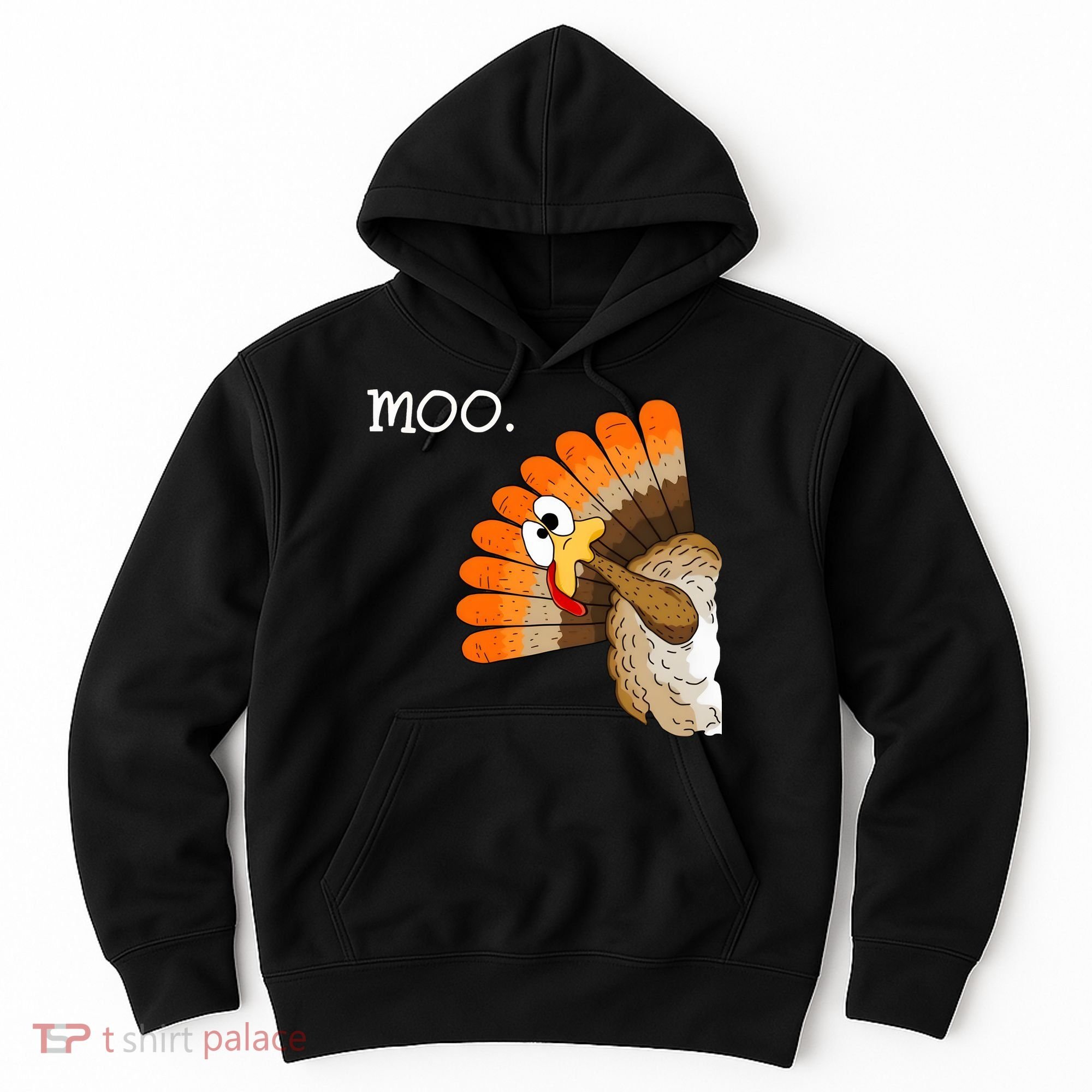 Funny Turkey Moo Cow Thanksgiving Hoodie