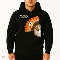 Funny Turkey Moo Cow Thanksgiving Hoodie thumb 2