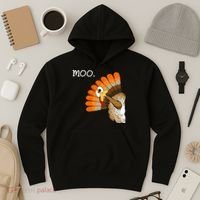 Funny Turkey Moo Cow Thanksgiving Hoodie thumb 3