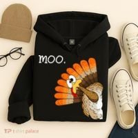 Funny Turkey Moo Cow Thanksgiving Hoodie thumb 4