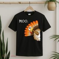 Funny Turkey Moo Cow Thanksgiving T-Shirt thumb 2