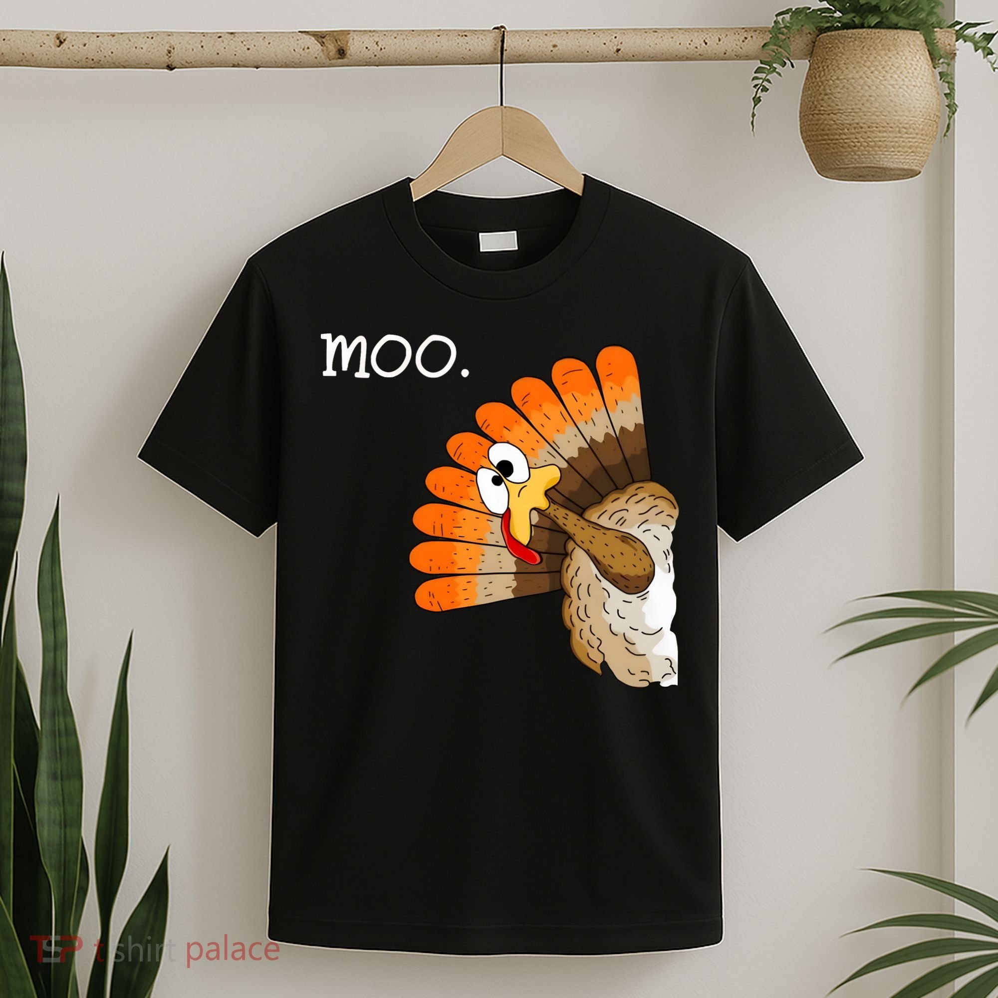 Funny Turkey Moo Cow Thanksgiving T-Shirt