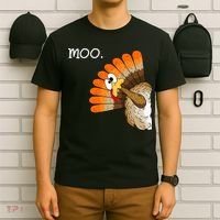 Funny Turkey Moo Cow Thanksgiving T-Shirt thumb 6