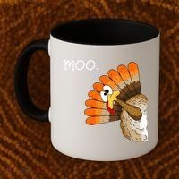 Funny Turkey Moo Cow Thanksgiving Coffee Mug thumb 2