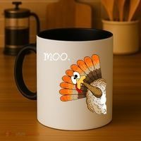 Funny Turkey Moo Cow Thanksgiving Coffee Mug thumb 4