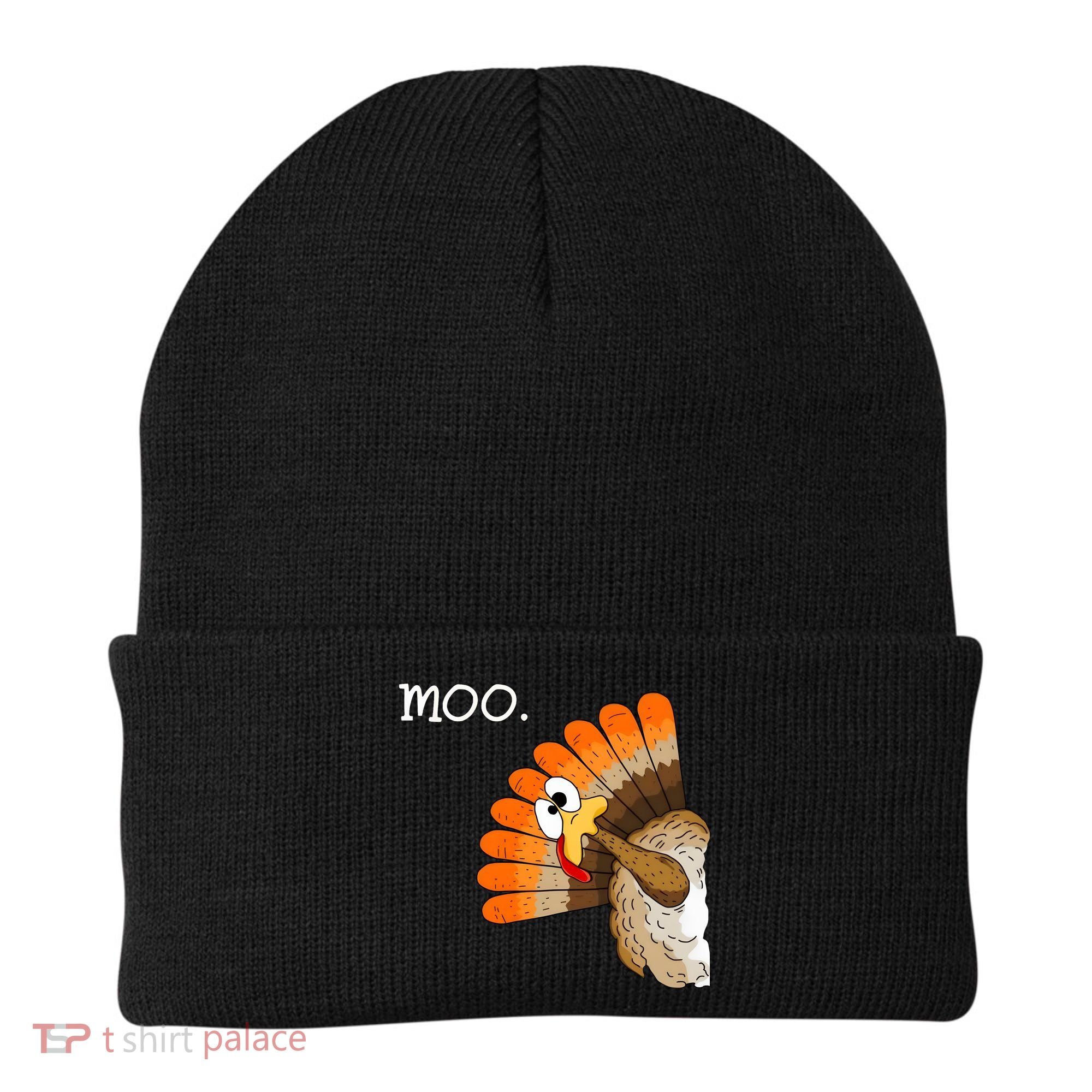 Funny Turkey Moo Cow Thanksgiving Beanie