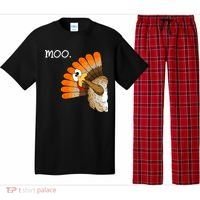 Funny Turkey Moo Cow Thanksgiving Pajama Set thumb 0