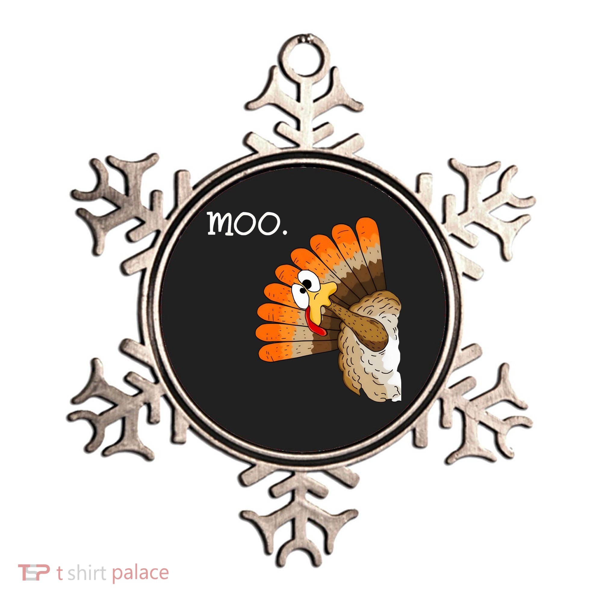 Funny Turkey Moo Cow Thanksgiving Ornament