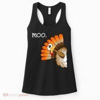 Funny Turkey Moo Cow Thanksgiving Women's Tank Top thumb 0