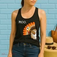 Funny Turkey Moo Cow Thanksgiving Women's Tank Top thumb 2