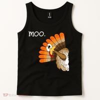 Funny Turkey Moo Cow Thanksgiving Tank Top thumb 2