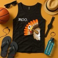 Funny Turkey Moo Cow Thanksgiving Tank Top thumb 4