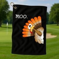 Funny Turkey Moo Cow Thanksgiving Golf Towel thumb 1