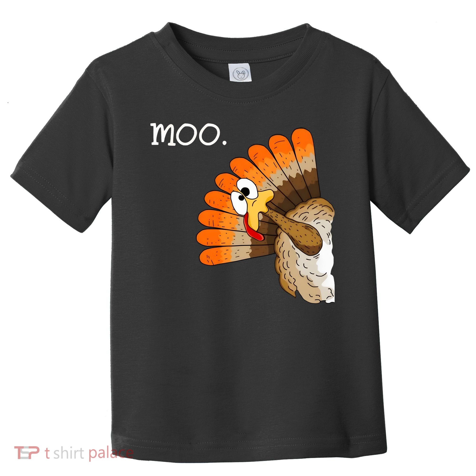 Funny Turkey Moo Cow Thanksgiving Toddler T-Shirt