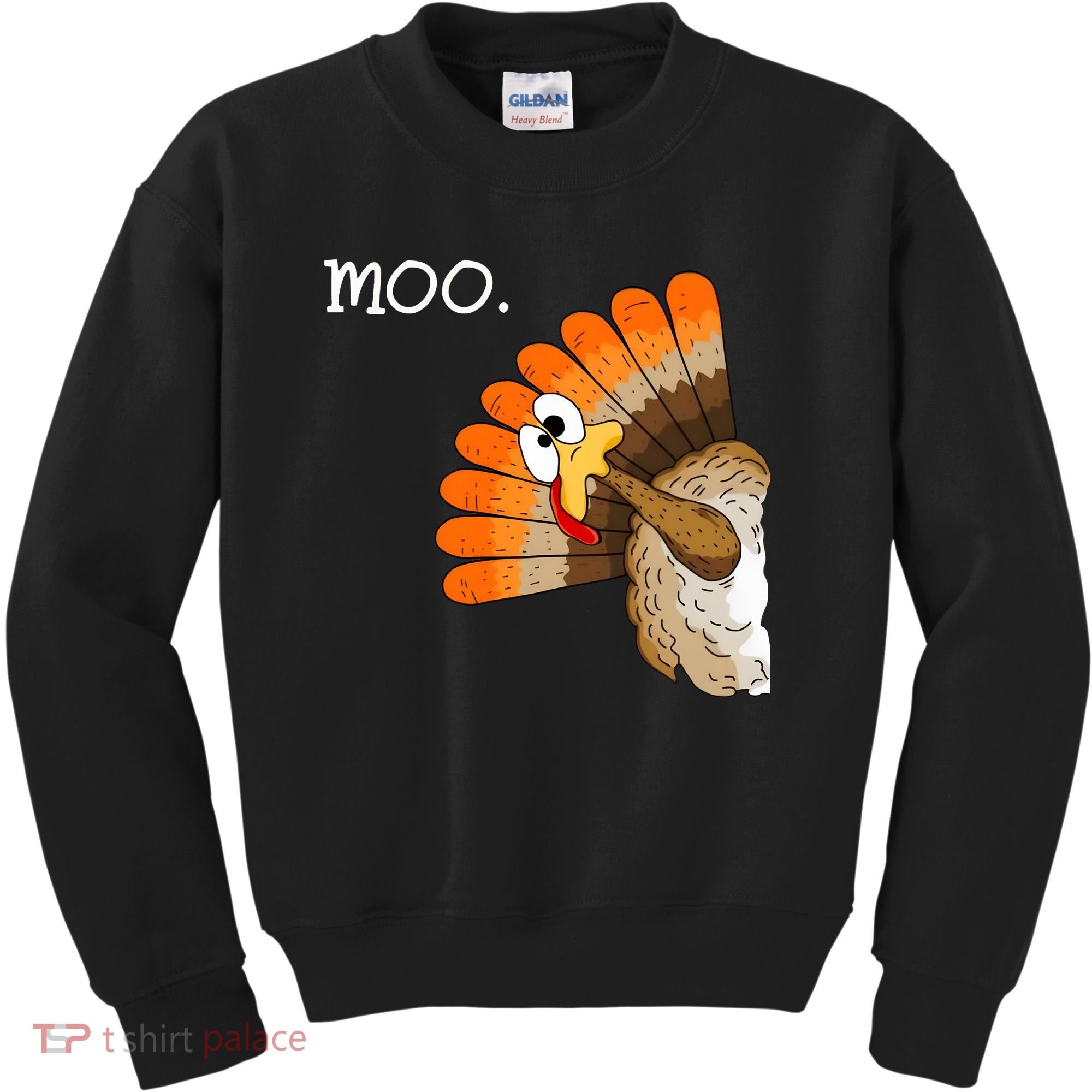 Funny Turkey Moo Cow Thanksgiving Kids Sweatshirt