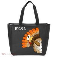 Funny Turkey Moo Cow Thanksgiving Tote Bag thumb 0