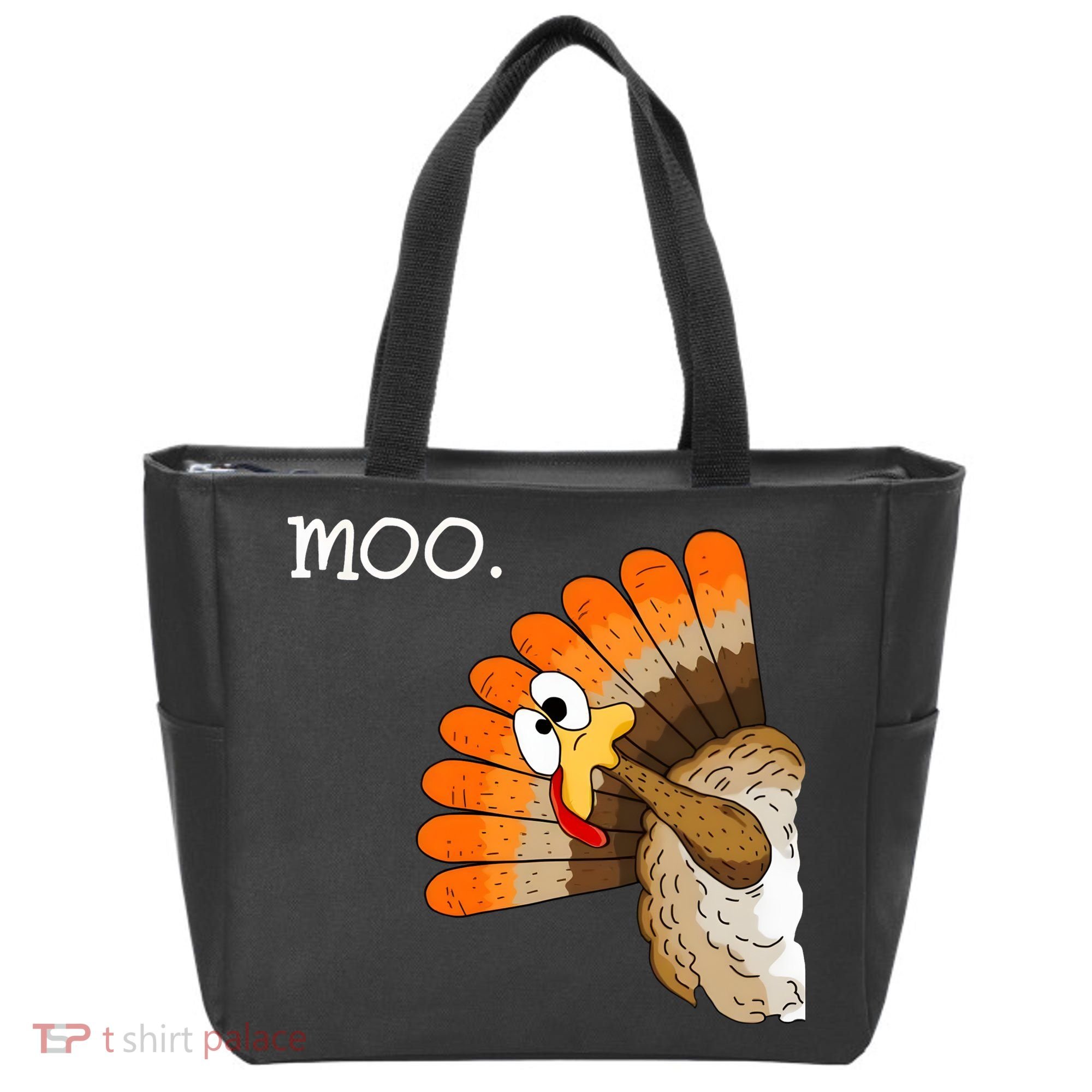 Funny Turkey Moo Cow Thanksgiving Tote Bag