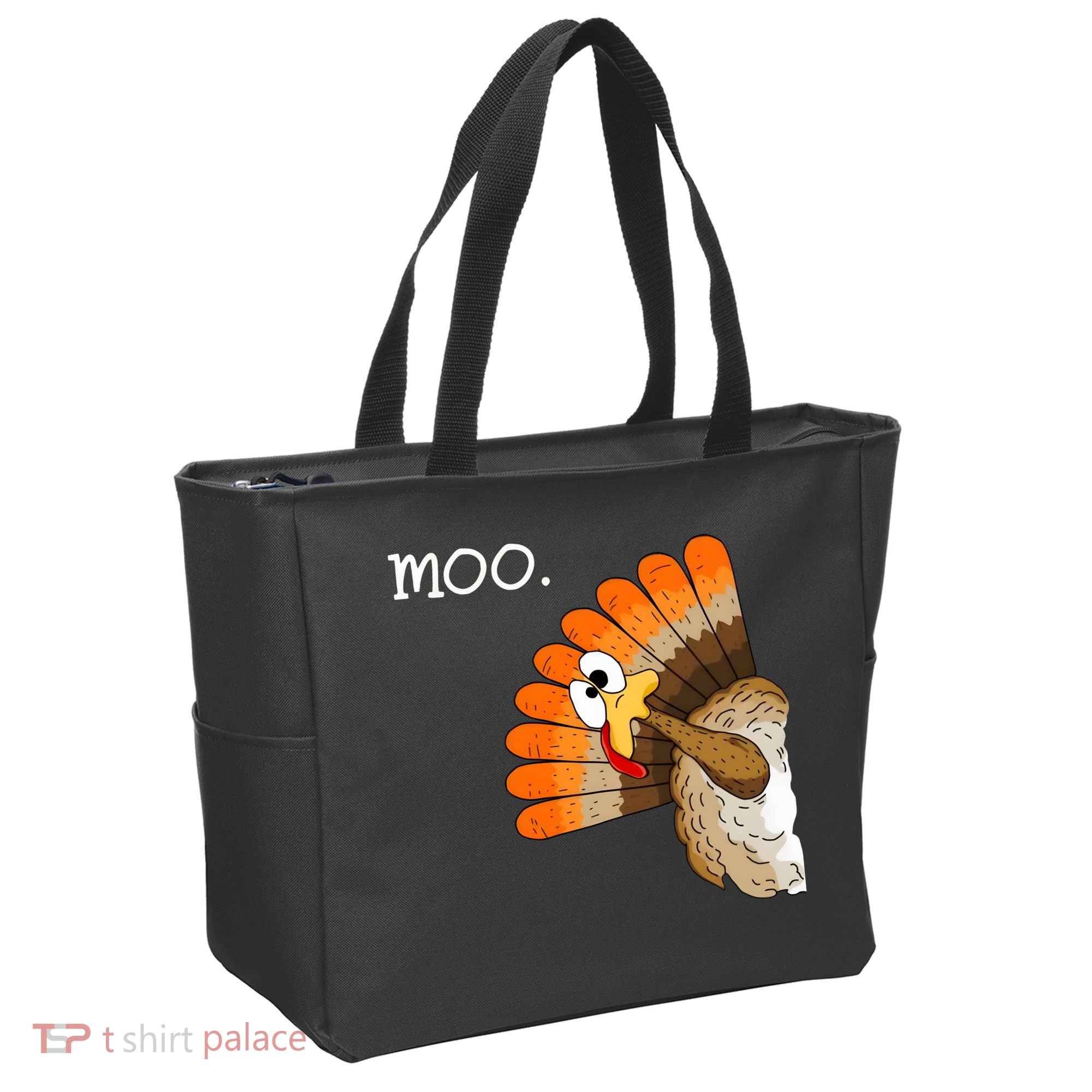Funny Turkey Moo Cow Thanksgiving Tote Bag